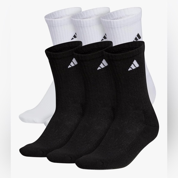 Adidas mens Athletic Cushioned Crew Socks With (6-pair)- Black and White - Picture 7 of 11
